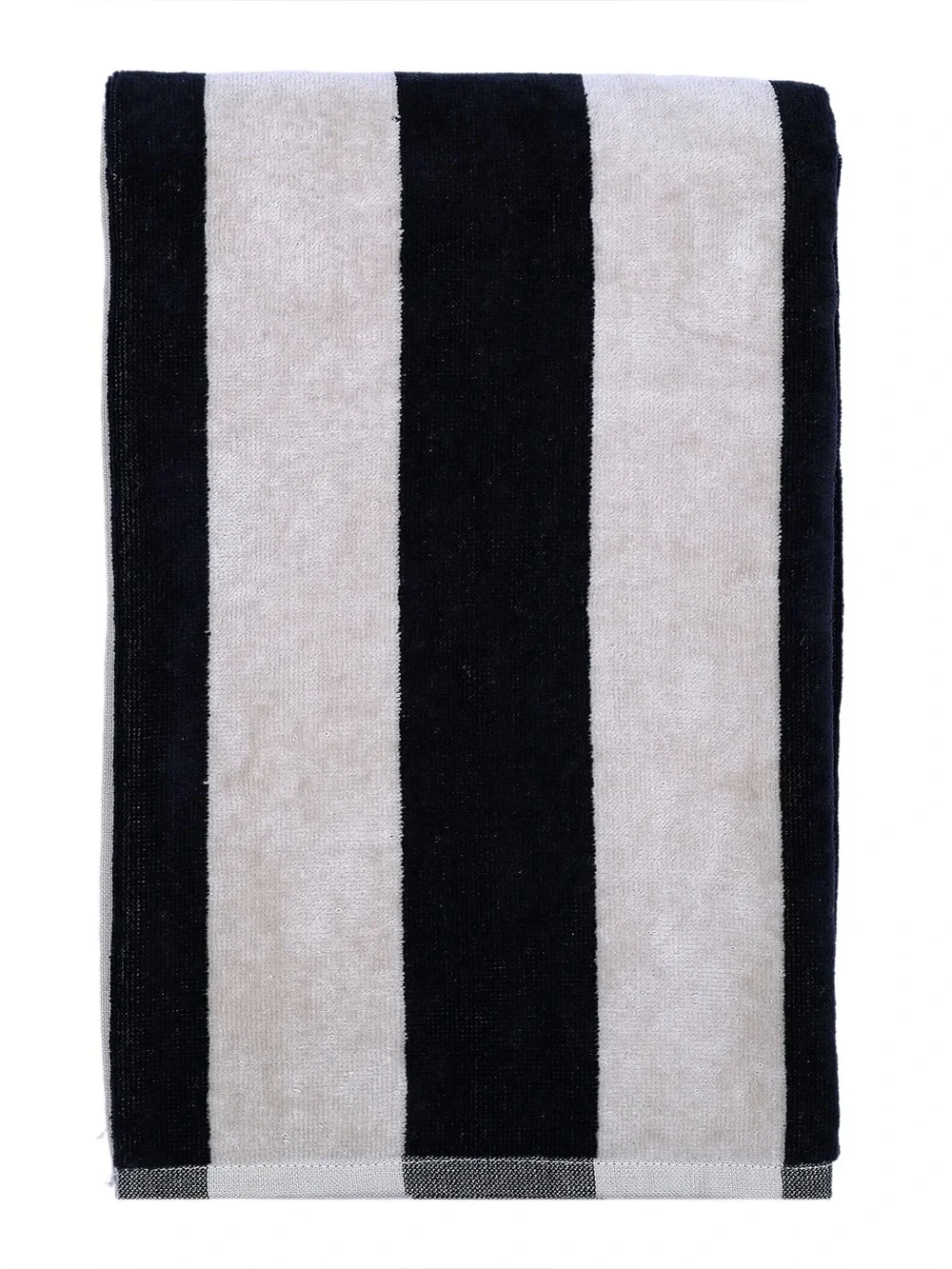 2-Mainstays Cabana Striped Cotton Beach Towel w/ Hanging Loop Black / Tan 28x58